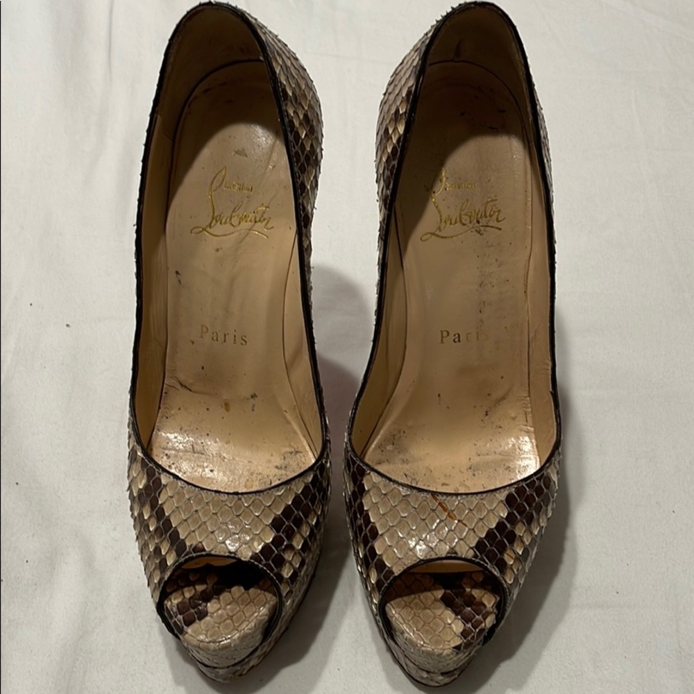 Christian Louboutin Beige Python Platforms Sz 36.5 - image 1